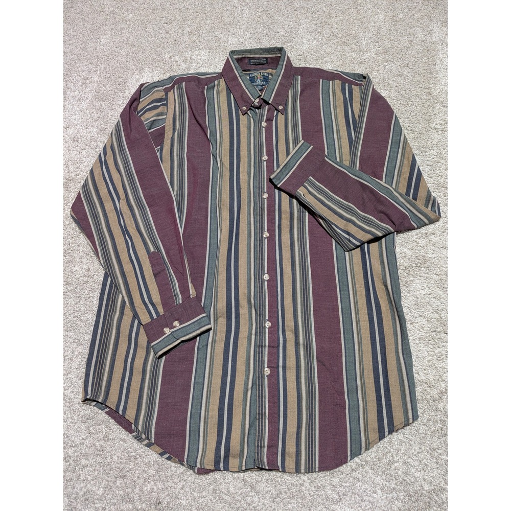 Salmon River Traders‎ Mens Tall MT Burgundy Stripe Button Down Shirt